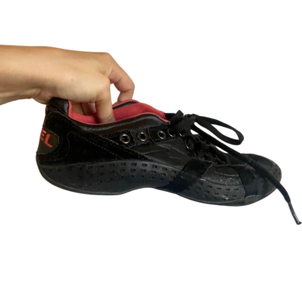 womens pink and black diesel sneakers